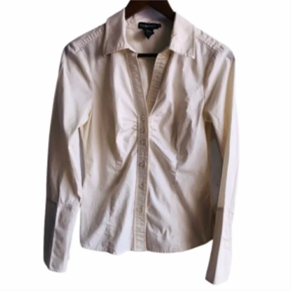Rampage Cream Long Sleeve Button Down Shirt